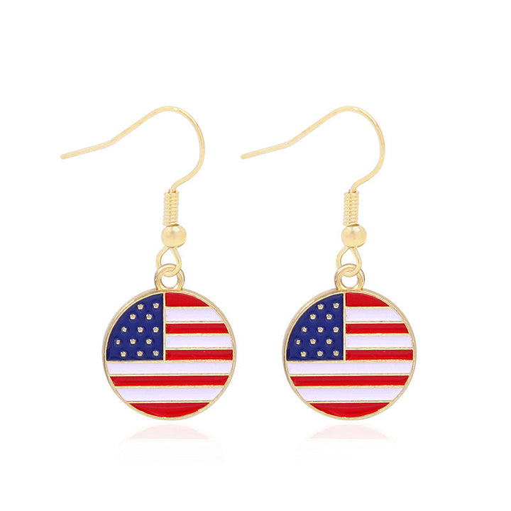 Women's star-shaped enamel earrings with USA flag motif and gold-plated fish Kalsten