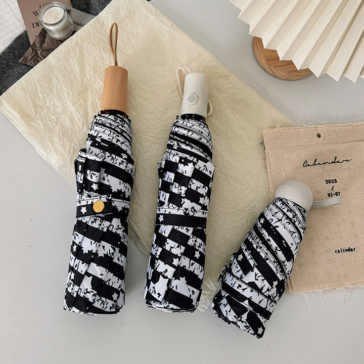 Women Foldable Umbrella with Stylish Stripe Pattern Kalsten