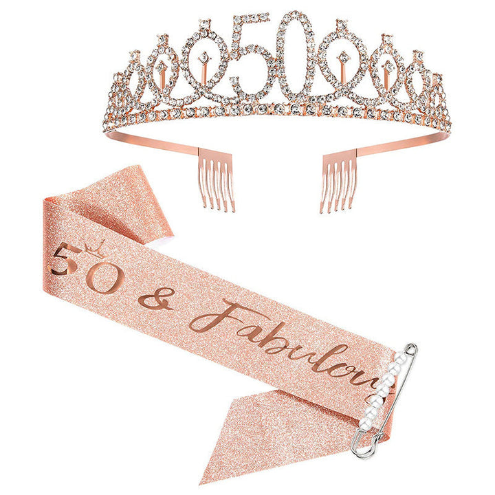 Ladies Sparkling Tiara with personalized 80th Birthday Inscription Kalsten
