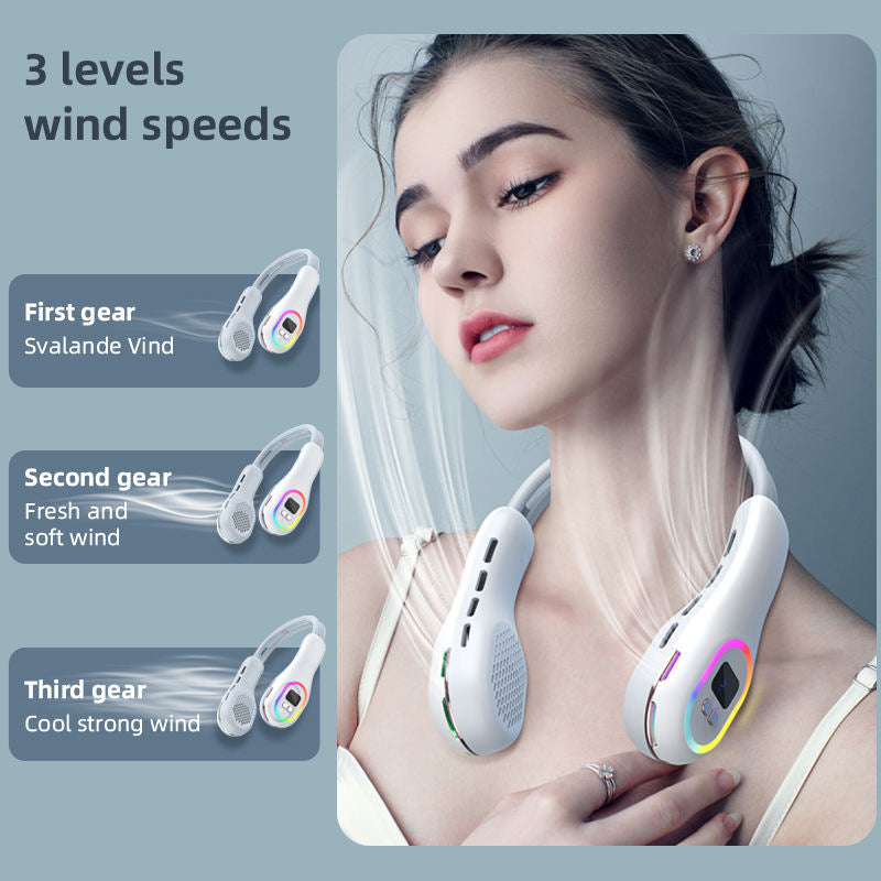 Unisex portable neck fan with LCD display and quiet brushless motor Kalsten