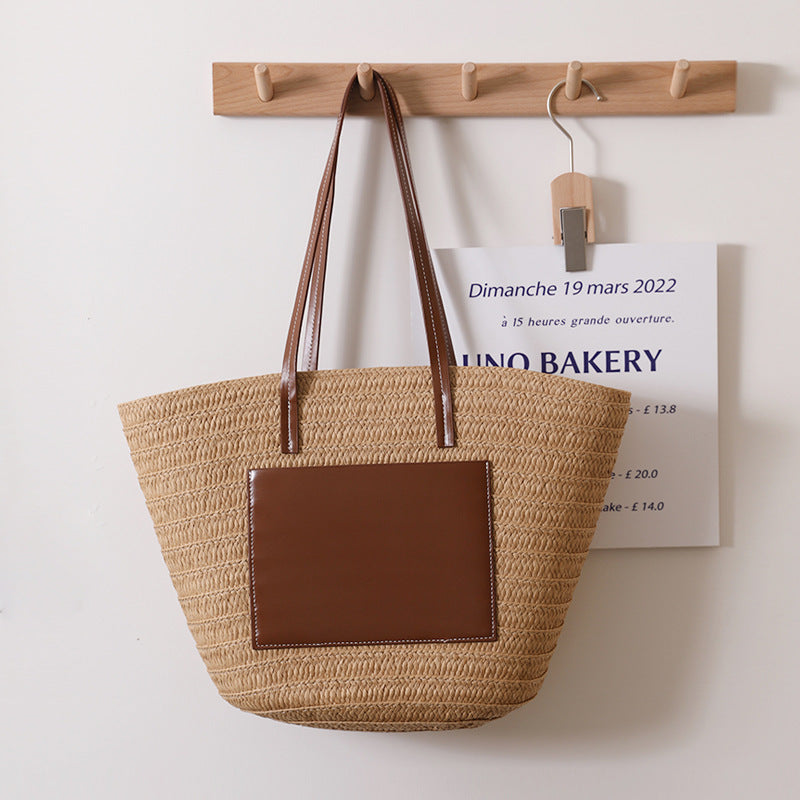 Elegant Bast bag with stylish leather detail Kalsten