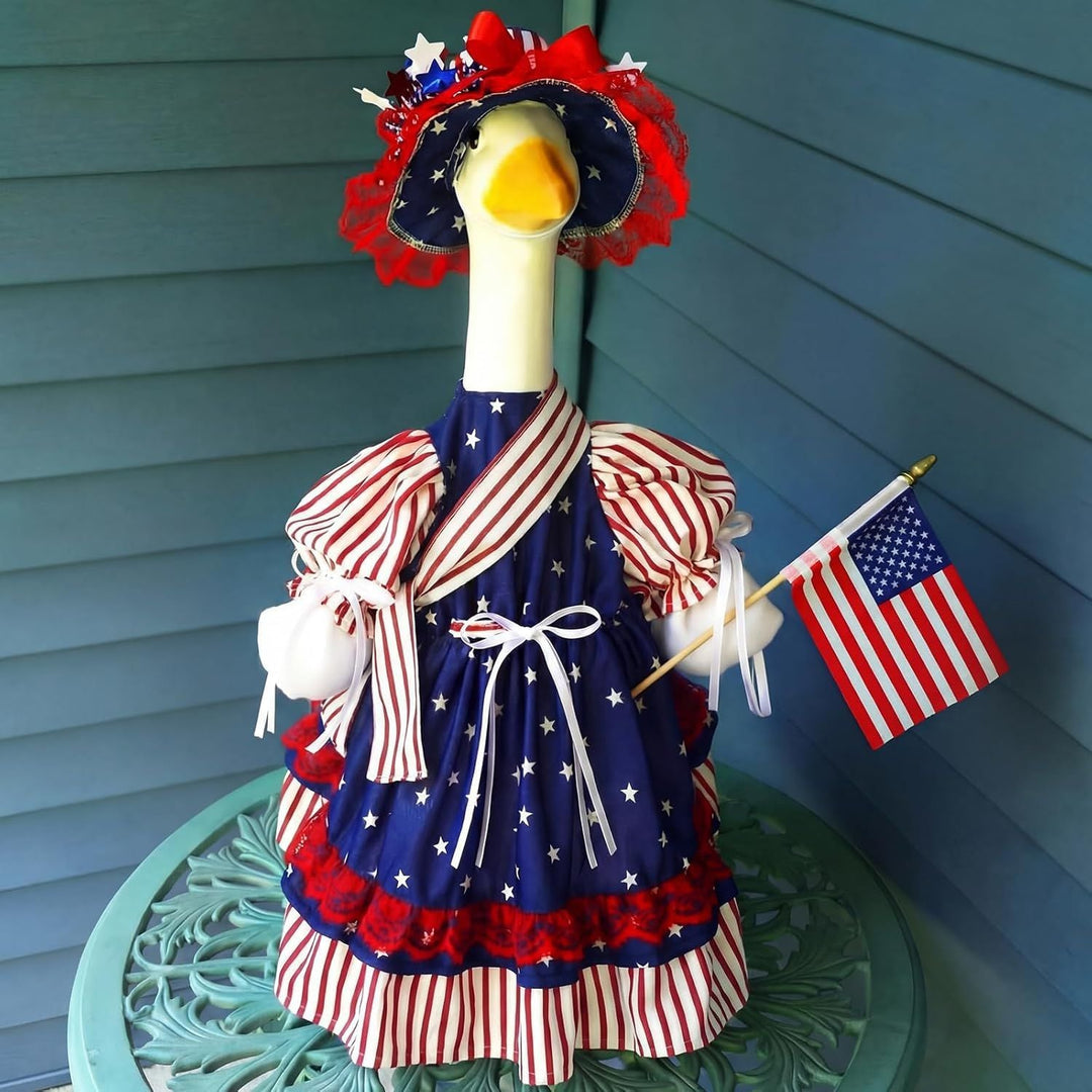 Unisex decorative fabric gander with patriotic costume and removable top hat Kalsten