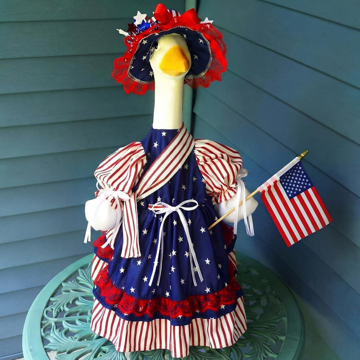 Unisex decorative fabric gander with patriotic costume and removable top hat Kalsten