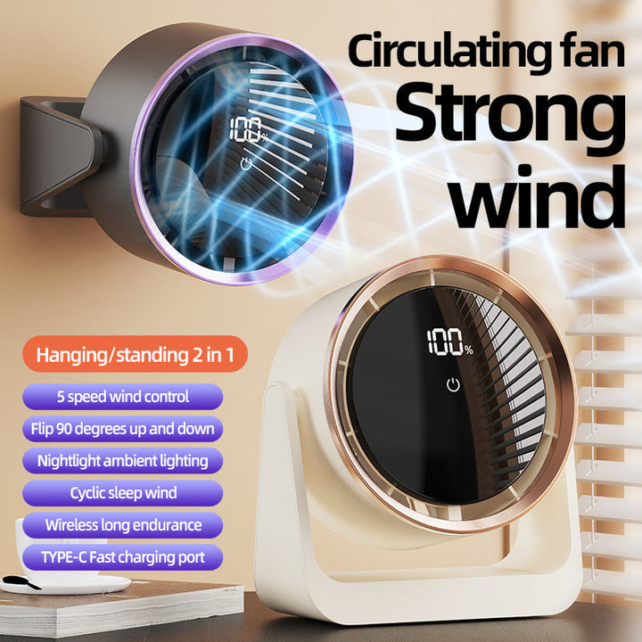 Unisex nan compact rechargeable bladeless desktop air circulator with LED battery display and tilt function Kalsten