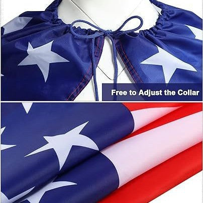 Unisex nan patriotic skeleton costume cape with flag print cape wig and handheld flags Kalsten