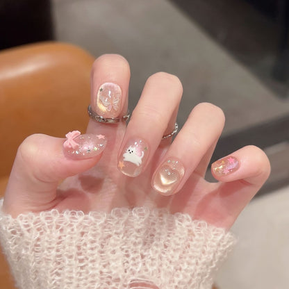 Whimsical Press-On Nail Art Set with Playful Character Designs Acalora