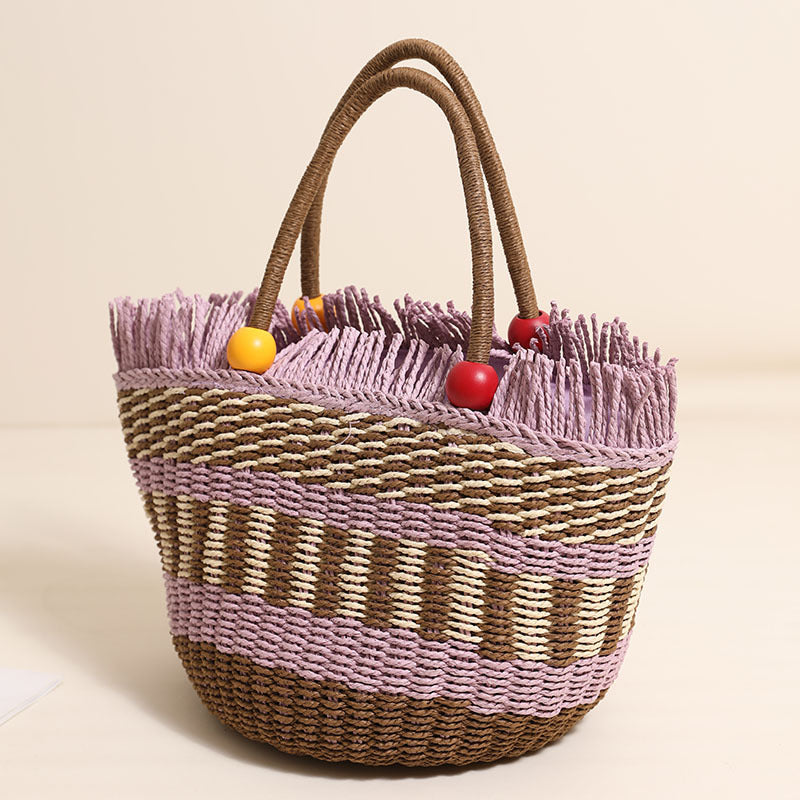 Stylish tote bag with colorful fringes Kalsten