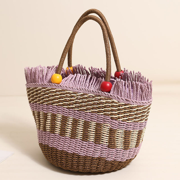 Stylish tote bag with colorful fringes Kalsten