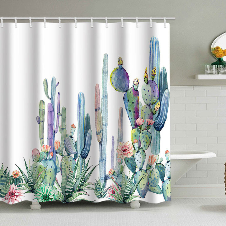 Cactus Garden-Themed Shower Curtain Kalsten