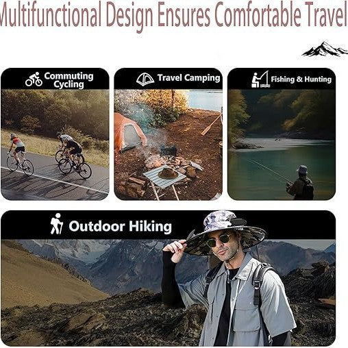Outdoor sun hat with wide brim, integrated ventilation, UV protection, and chin strap Kalsten