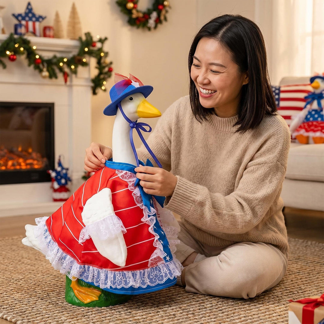 Unisex decorative fabric gander with patriotic costume and removable top hat Kalsten