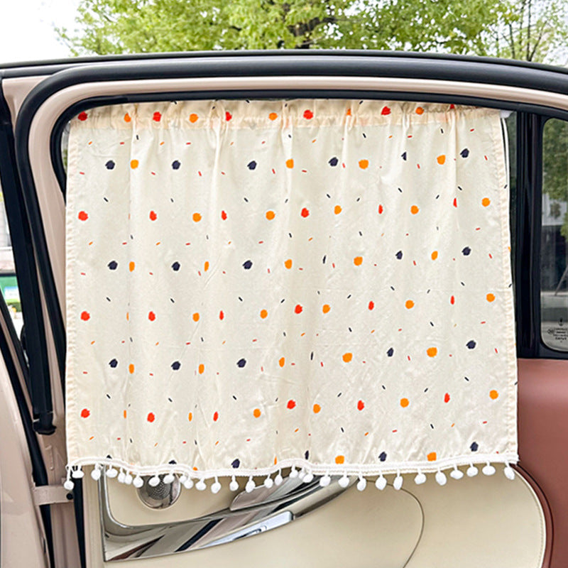 Unisex nan sun protection car curtain with elastic fastening strap and opaque cotton blend Kalsten