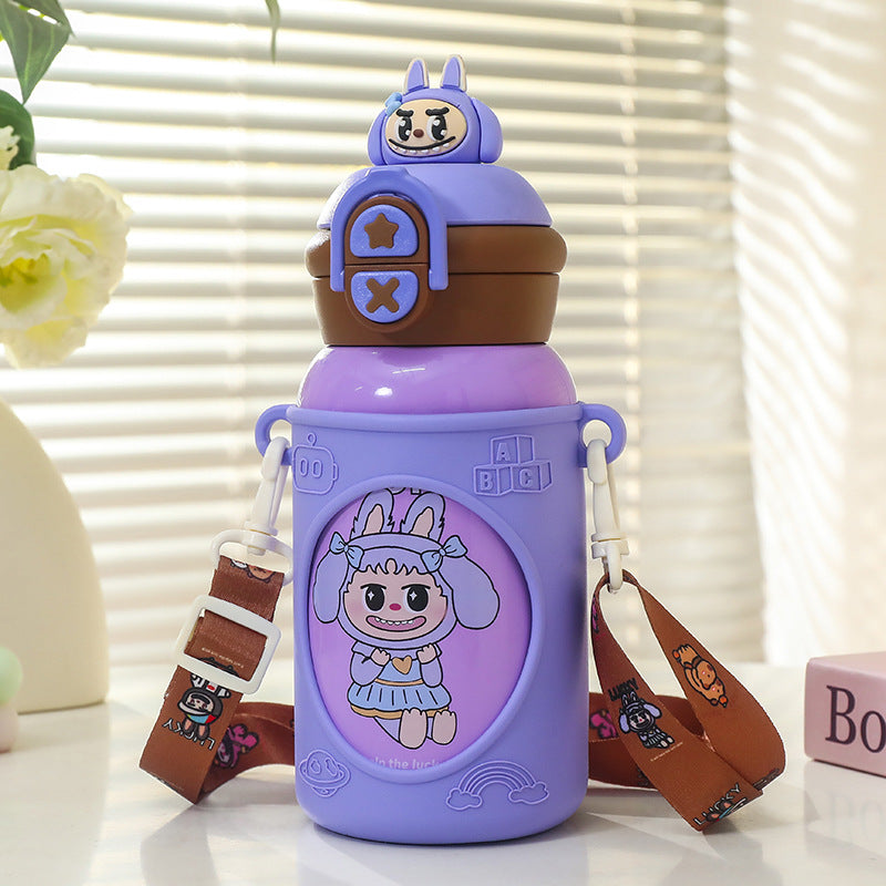 Women Insulated Drinking Bottle with Unique Animal Design and Practical Carry Strap Kalsten