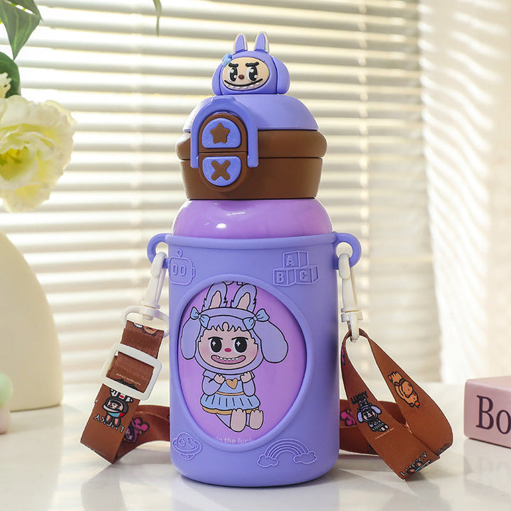 Women Insulated Drinking Bottle with Unique Animal Design and Practical Carry Strap Kalsten