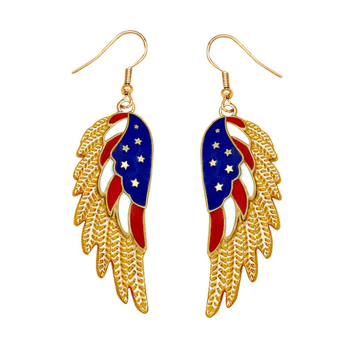 Women's stud earrings wing design enamel with star motif and fine alloy Kalsten