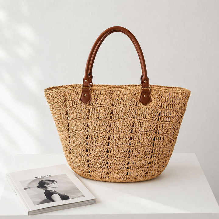 Beach chair bag with braided design and comfortable leather handles Kalsten