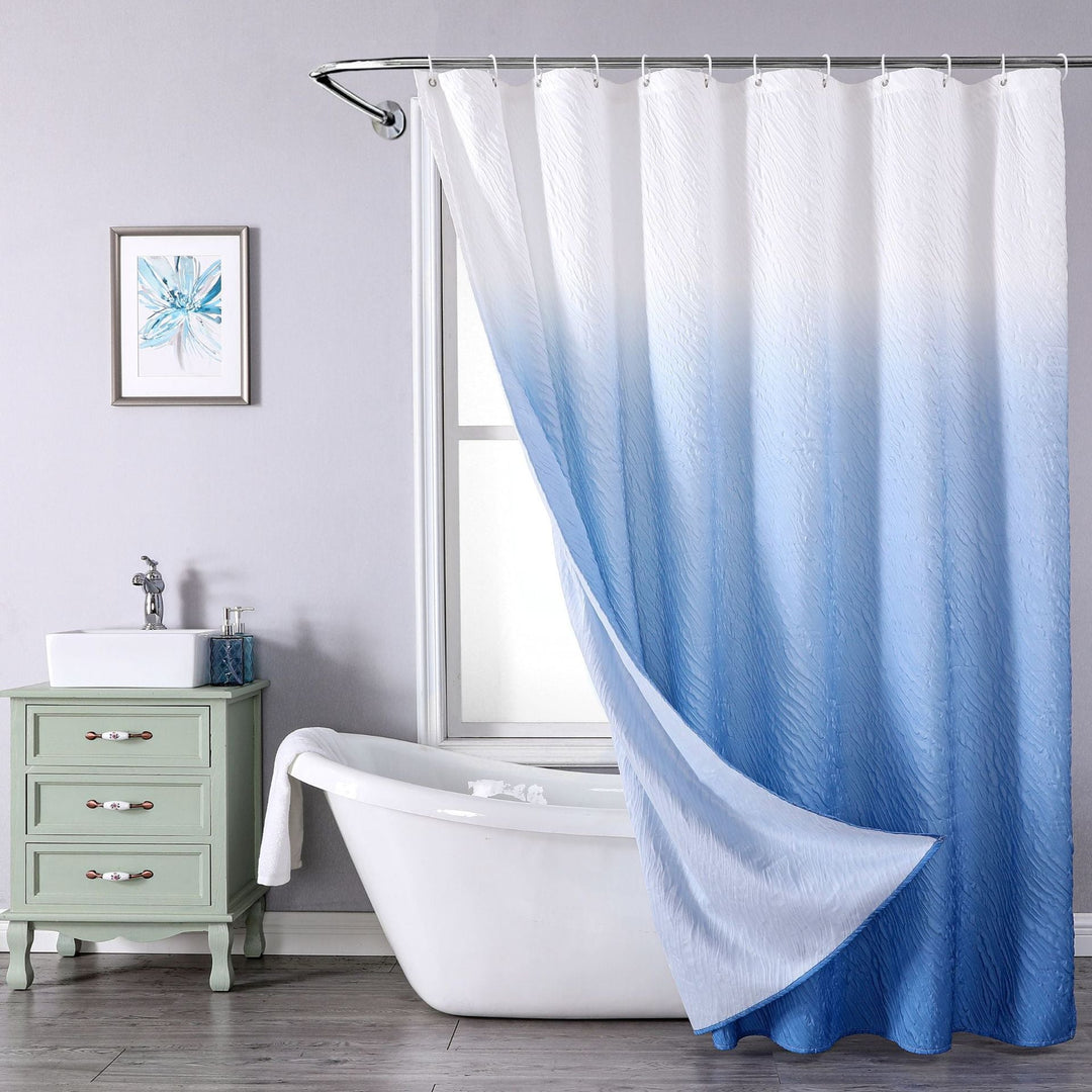 Textured Leaf Motif Shower Curtain Kalsten