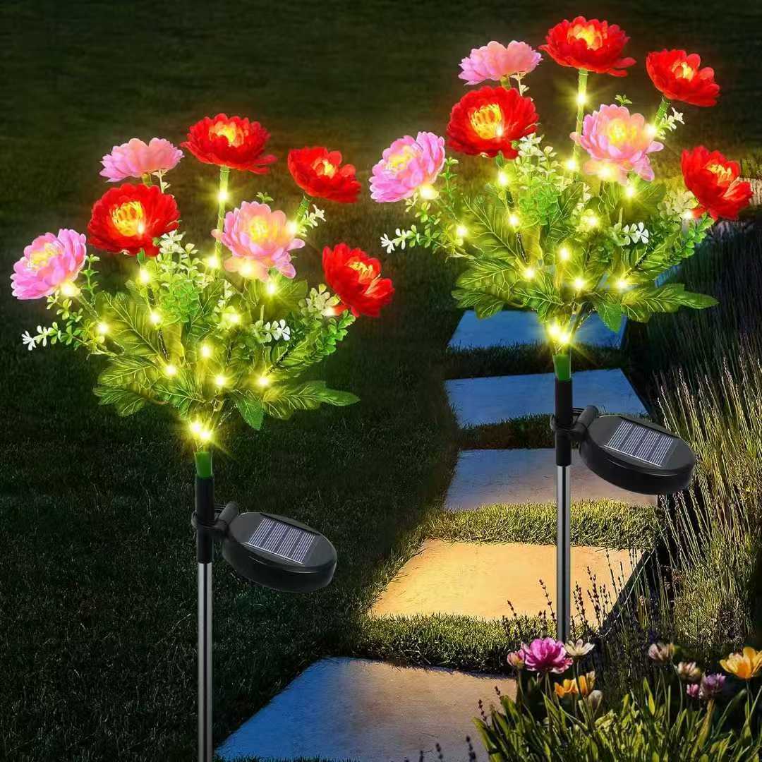 Solar-Powered Lifelike Bloom Garden Stake With Multi-Head LED Cluster And Waterproof Dusk-To-Dawn Sensor Kalsten