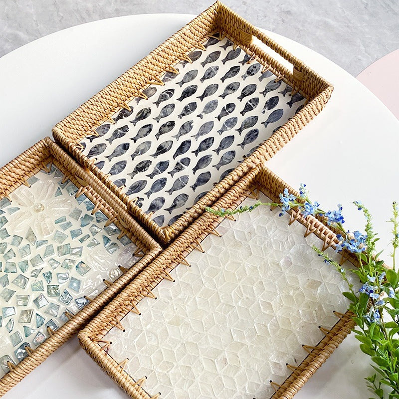 Women rectangular serving platter with handmade mosaic Kalsten