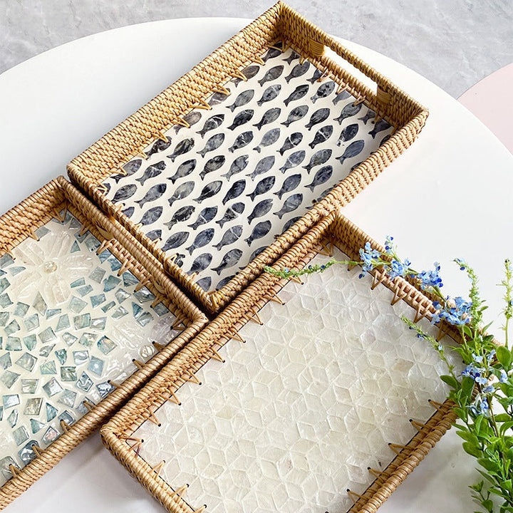 Women rectangular serving platter with handmade mosaic Kalsten
