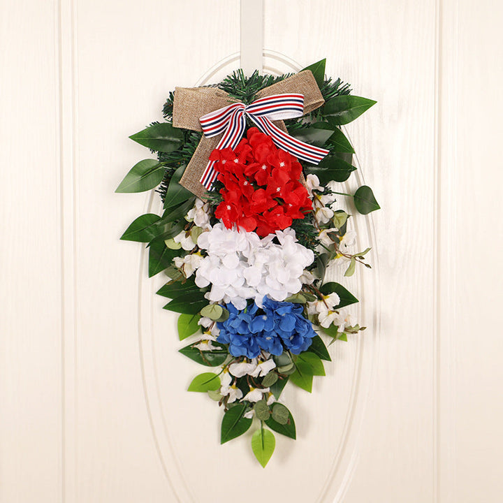 Women Decorative Wall Wreath with Colorful Artificial Flowers and Bow Kalsten