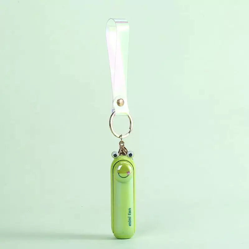 Unisex One Size Rechargeable Keychain Handheld Mini Fan with Wrist Strap and Novel Frog Charm Kalsten