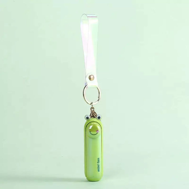 Unisex One Size Rechargeable Keychain Handheld Mini Fan with Wrist Strap and Novel Frog Charm Kalsten