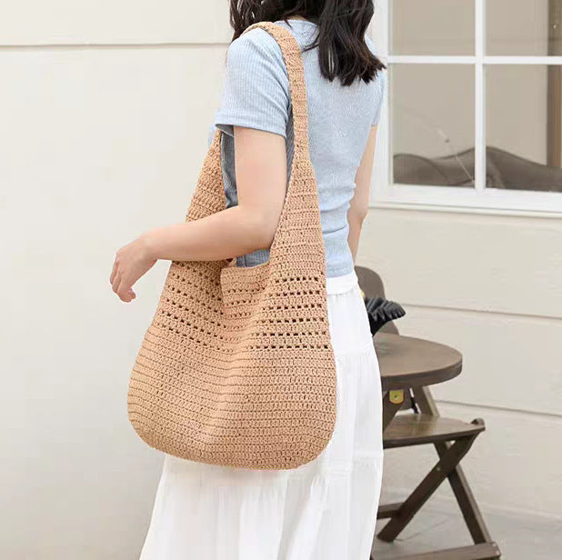 Handbag Made of Hand-Crocheted Natural Material Kalsten
