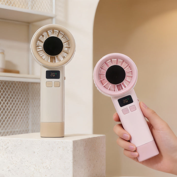 Women Portable Handheld Fan with Digital Temperature Display Kalsten