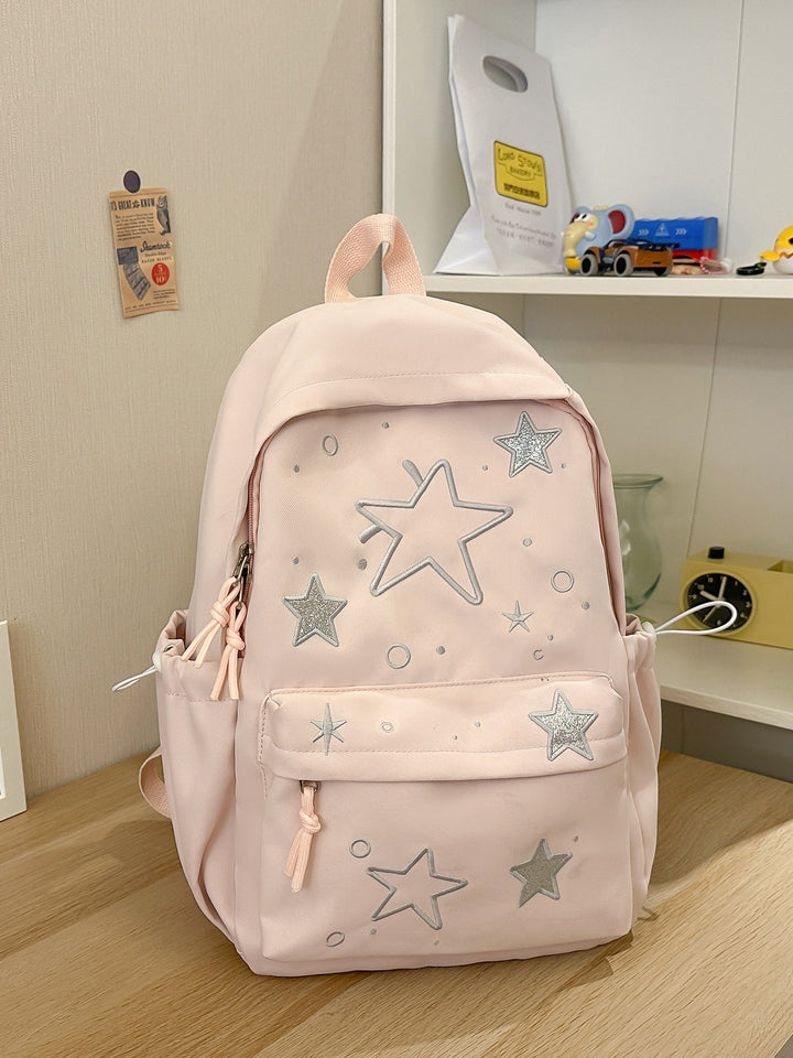 Artistic Star-Embellished School Backpack