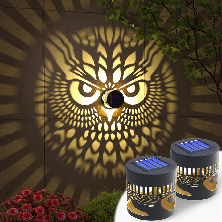 Outdoor Mandala Solar Projection Wall Lights With Patterned Metal Casing And Automatic Dusk-To-Dawn Sensor Kalsten