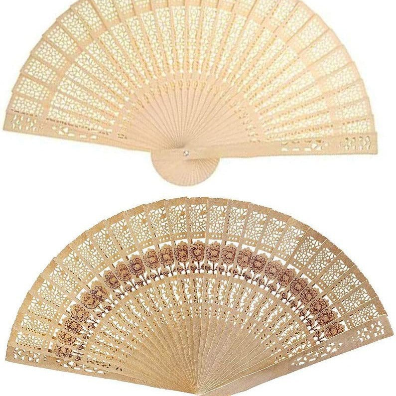 Ladies decorative hand fan made of high-quality wood with intricate cut-out work Kalsten