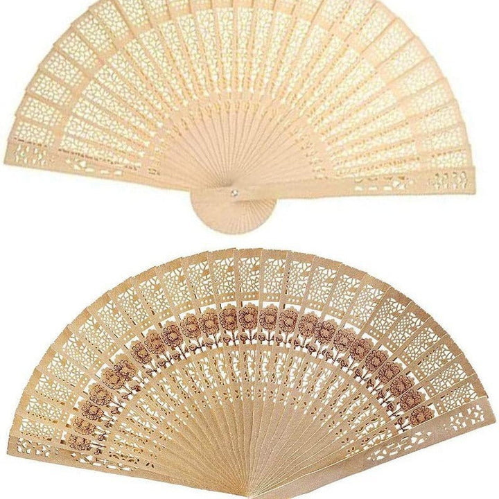 Ladies decorative hand fan made of high-quality wood with intricate cut-out work Kalsten