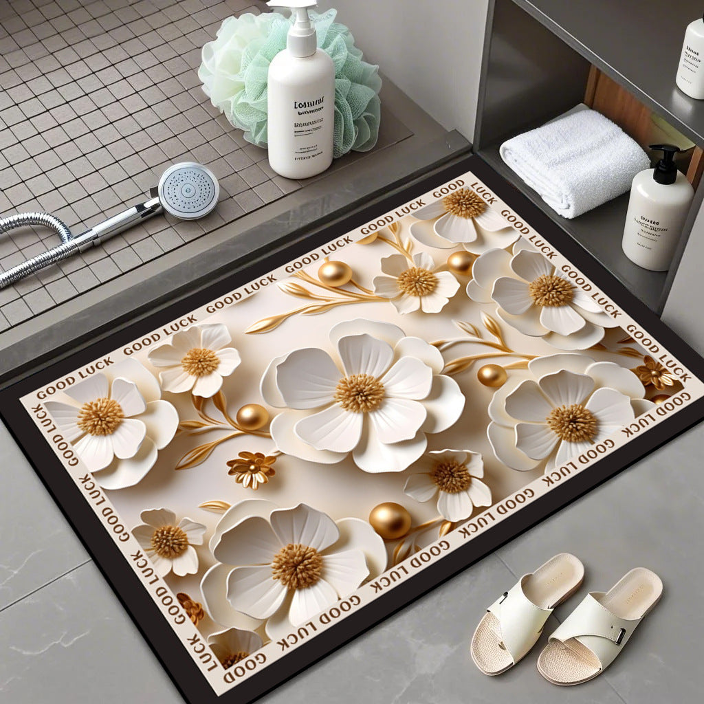 Floral Patterned Comfort Bath Mat Acalora