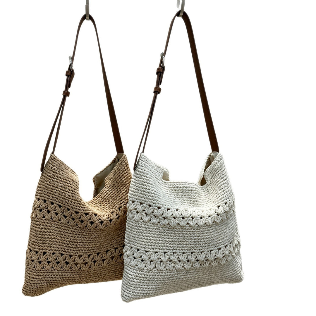 Hand-knotted shoulder bag with leather straps Kalsten
