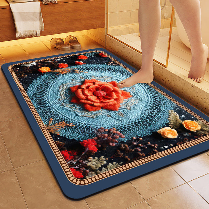 Floral Patterned Soft Bath Mat Kalsten