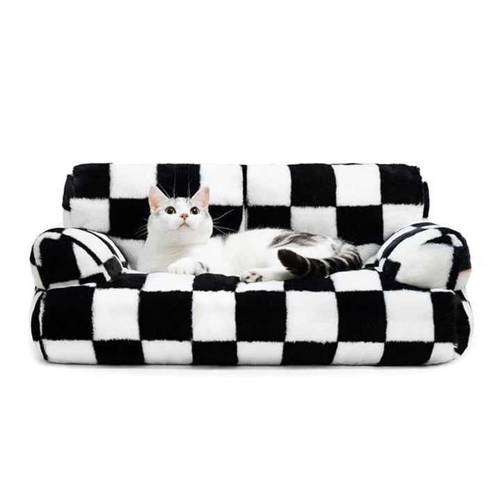 Checkerboard Pattern Plush  Sofa  Dog Bed