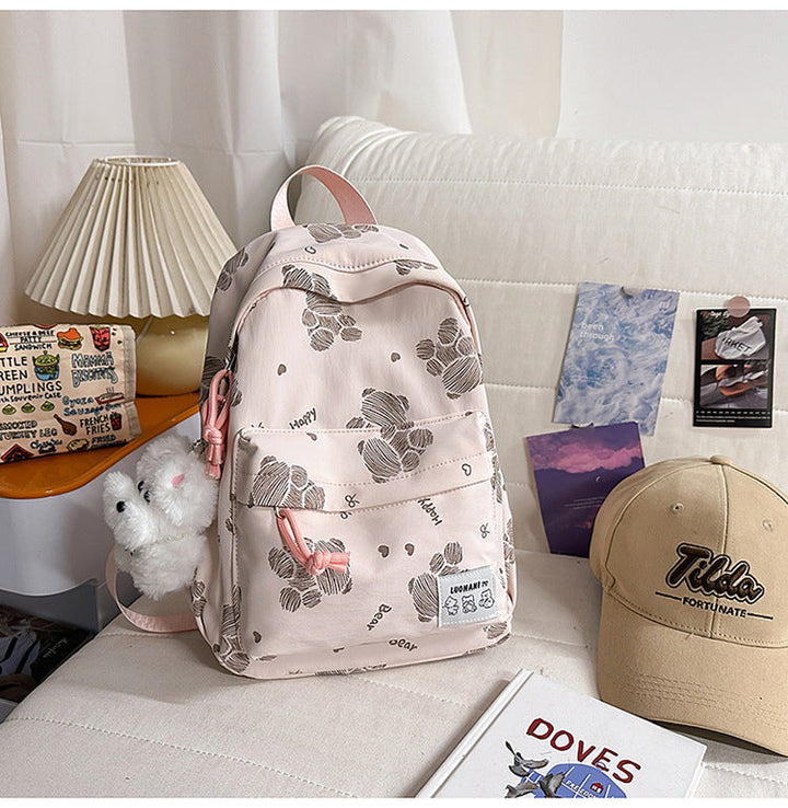 Cute Patterned Canvas School Backpack