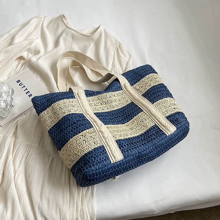 Handcrafted beach bag with distinctive striped design Kalsten