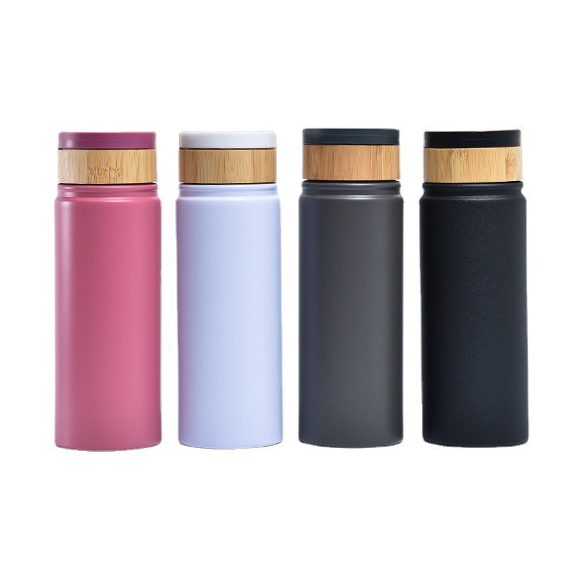 Ladies stylish and versatile stainless steel drinking bottle with bamboo lid Kalsten