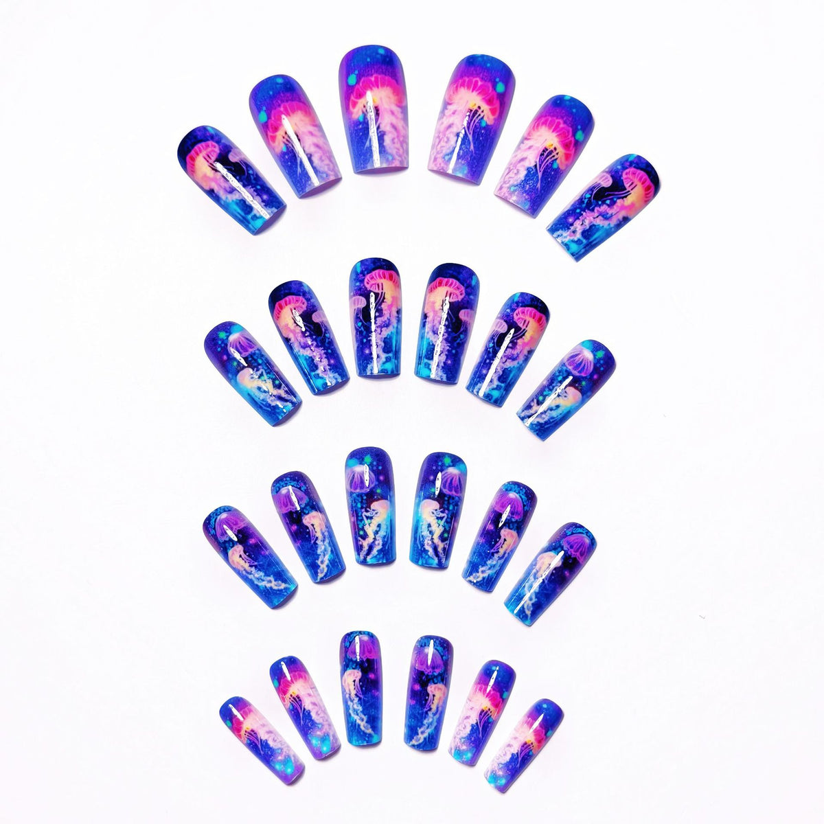 Gel Nail Art Design with Luminescent Jellyfish Acalora