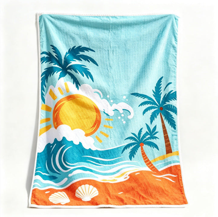 Beach blanket with tropical motif and high-quality waffle structure Kalsten