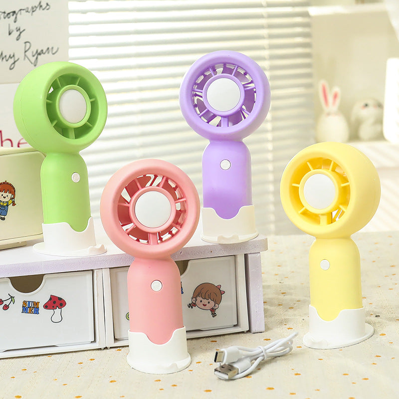 Unisex portable rechargeable USB hand fan with child-safe bear design, removable stand and quiet motor Kalsten