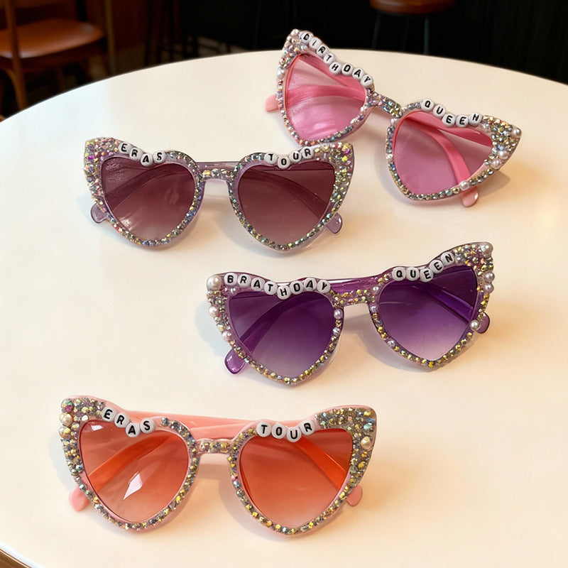 Decorative Rhinestone-Embellished Heart Sunglasses Kalsten