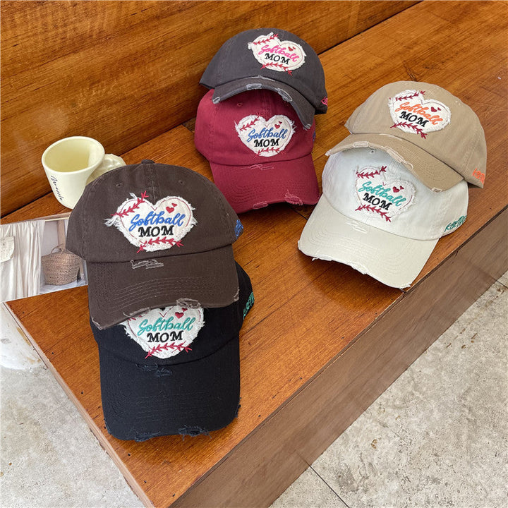Women's Distressed Softball Mom Patch Baseball Cap Kalsten