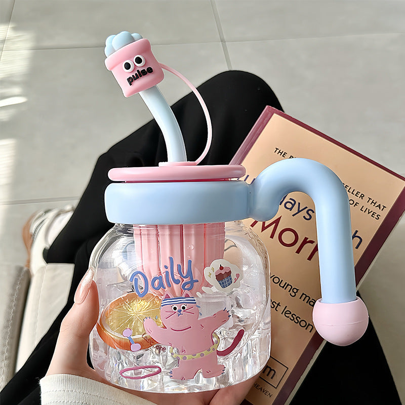 Women’s creative drinking bottle with integrated silicone straw Kalsten