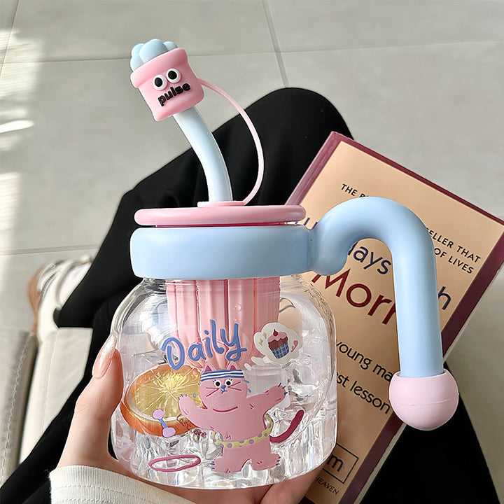 Women’s creative drinking bottle with integrated silicone straw Kalsten