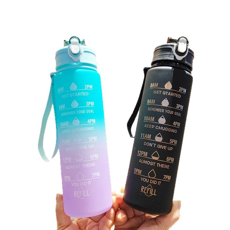 Women Motivating Water Bottle with Integrated Time Markers Kalsten