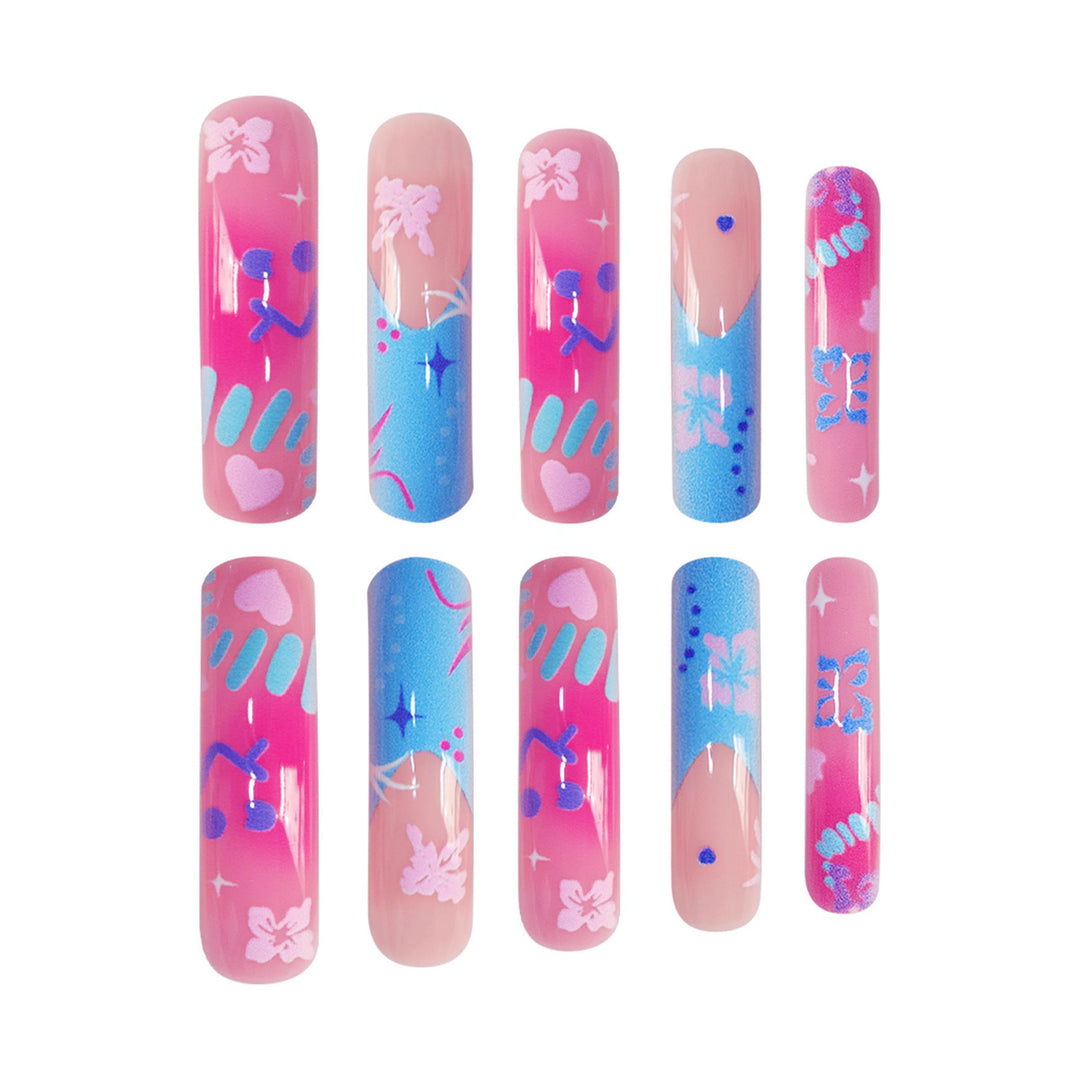 Artistic Press-On Nail Extensions With Floral Designs Kalsten