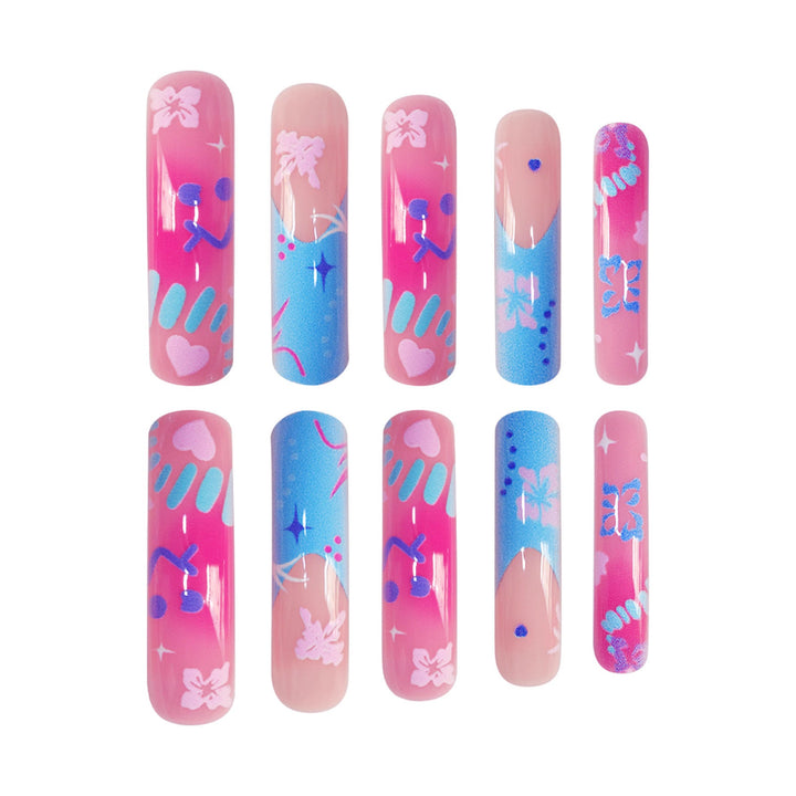 Artistic Press-On Nail Extensions With Floral Designs Kalsten